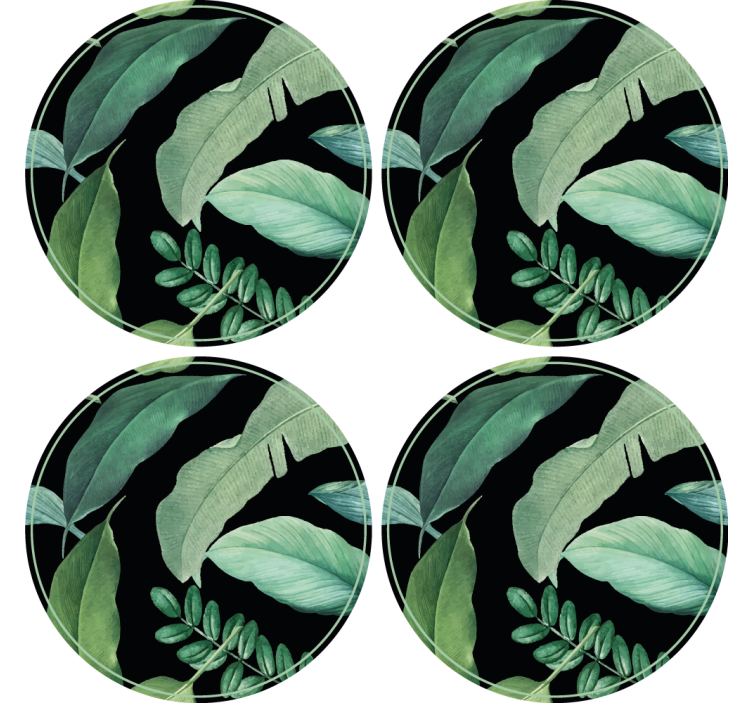 Leafy green composition coasters - TenStickers