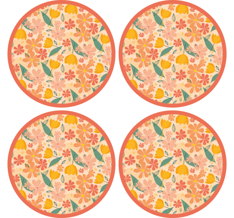 Floral patterned round surface coasters - TenStickers