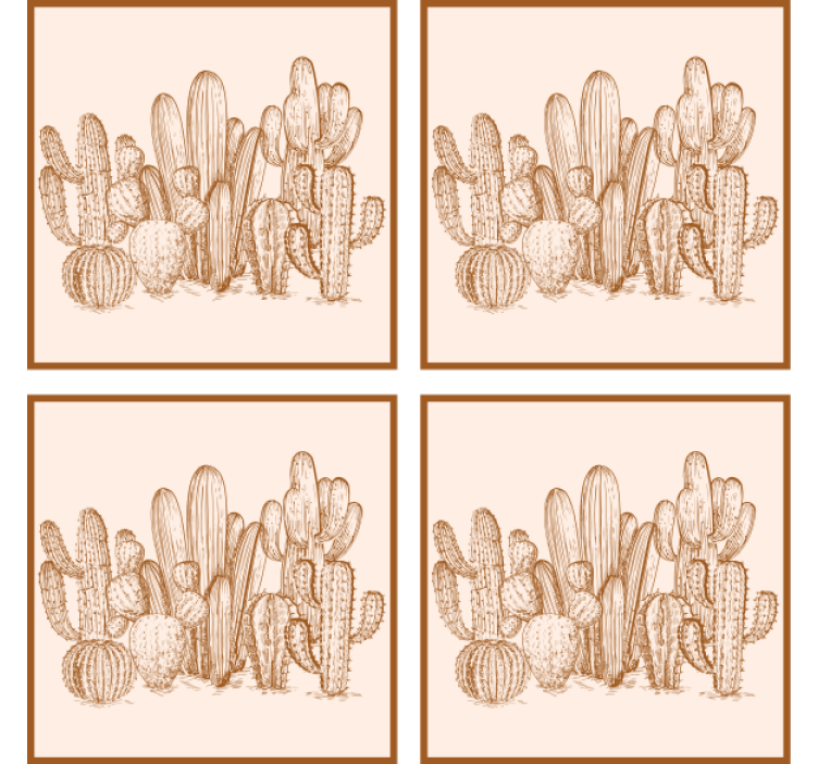 Cactus variety illustration coasters - TenStickers