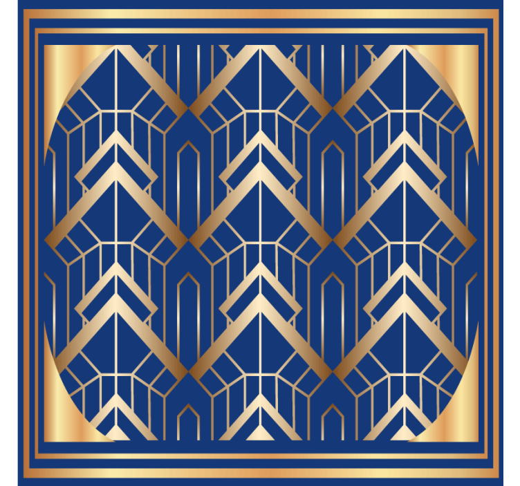 Modern coasters geometric blue and gold design - TenStickers