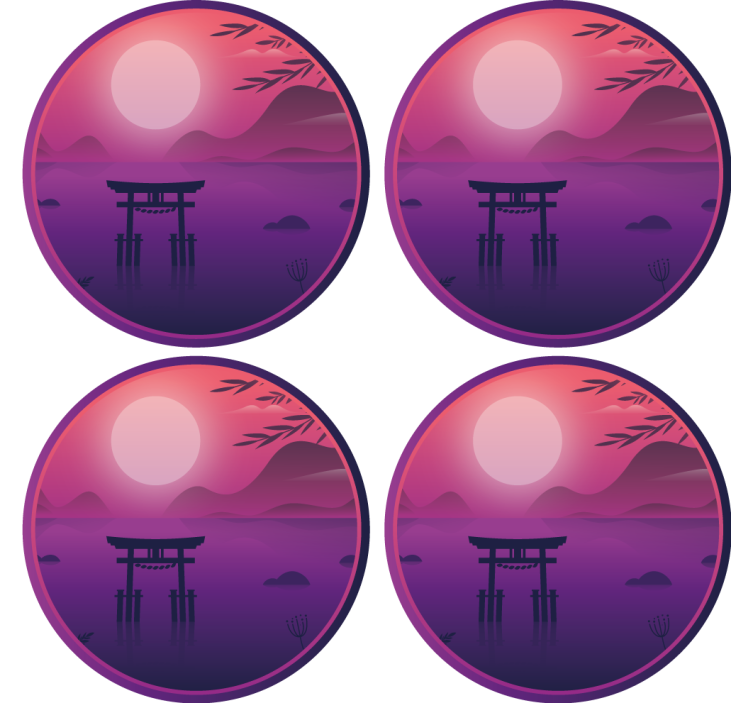 Modern coasters serene sunset landscape - TenStickers