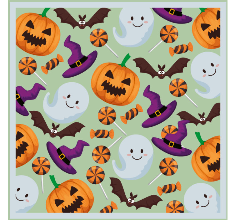 Halloween coaster with pumpkin and ghost design - TenStickers