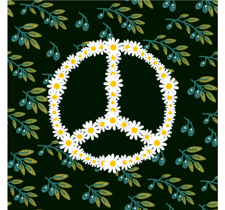 Geek coasters floral peace symbol design - TenStickers