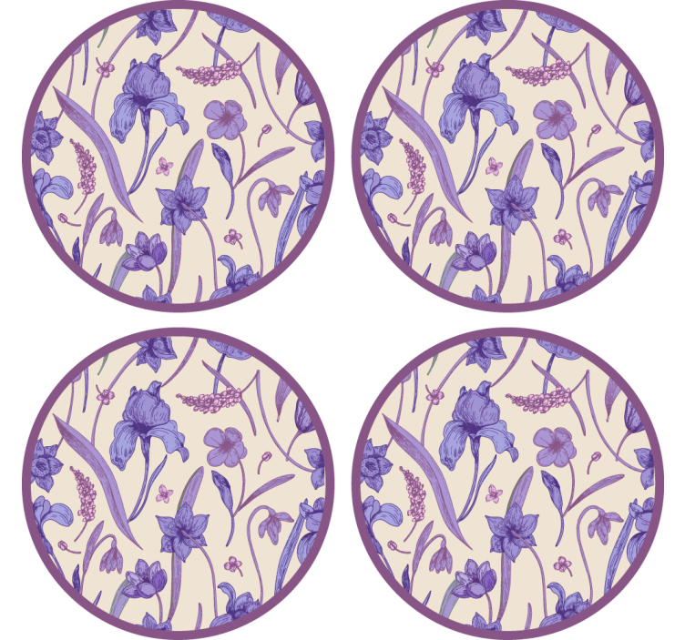 Floral purple pattern coasters - TenStickers