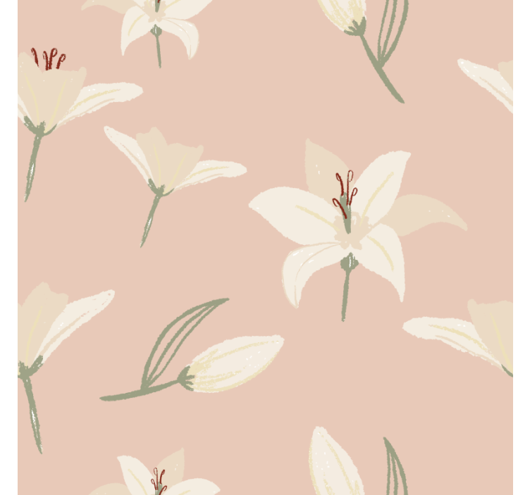 White lily on nude background  modern coaster - TenStickers