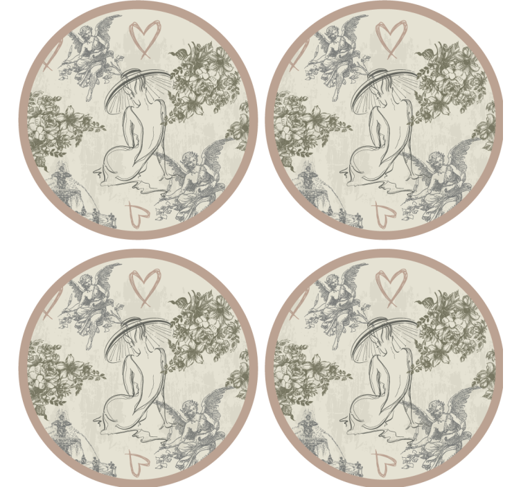 Vintage coasters with elegant floral designs - TenStickers