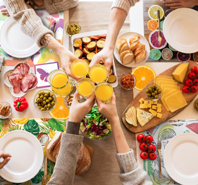 Modern coasters with butterfly silhouettes in colorful hues - TenStickers