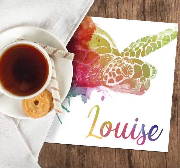 Colourful Turtle Coaster with Name - TenStickers