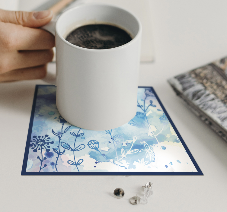 Floral draw and butterflies coaster - TenStickers
