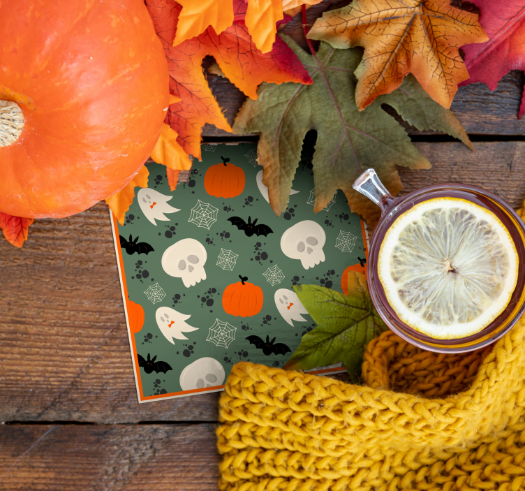 Pumpkins, ghosts and spiders Halloween coaster - TenStickers