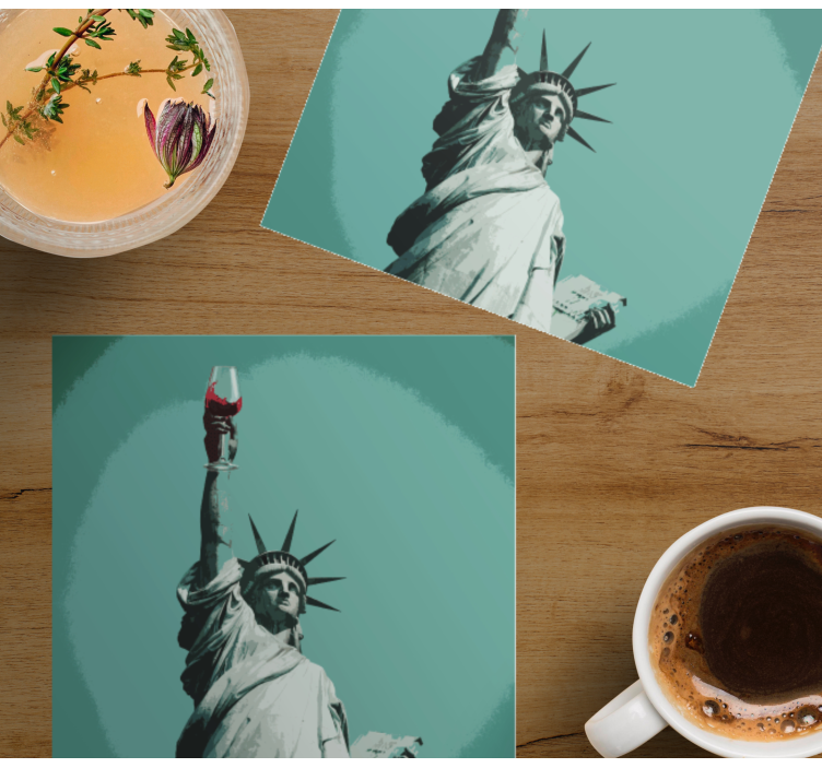 Statue of liberty with a glass of vine coasters - TenStickers