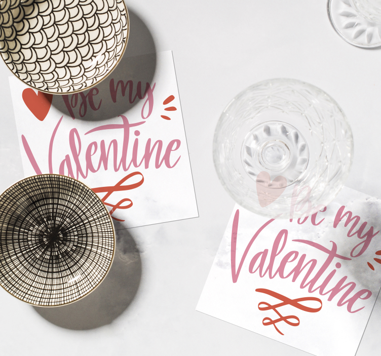 Valentine Heart Graphics text coasters - TenStickers