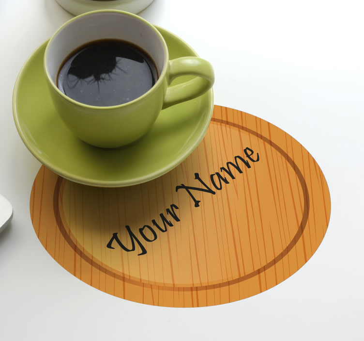 wood texture with text personalised coasters - TenStickers