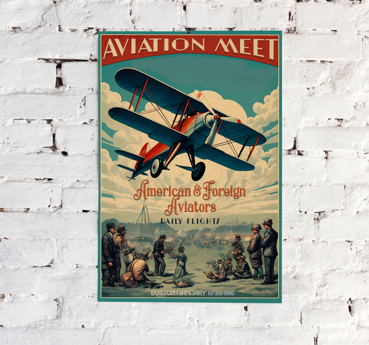 aviation meet vintage poster - TenStickers