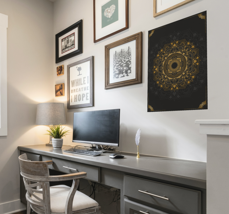 Black mandala butterfly poster - TenStickers