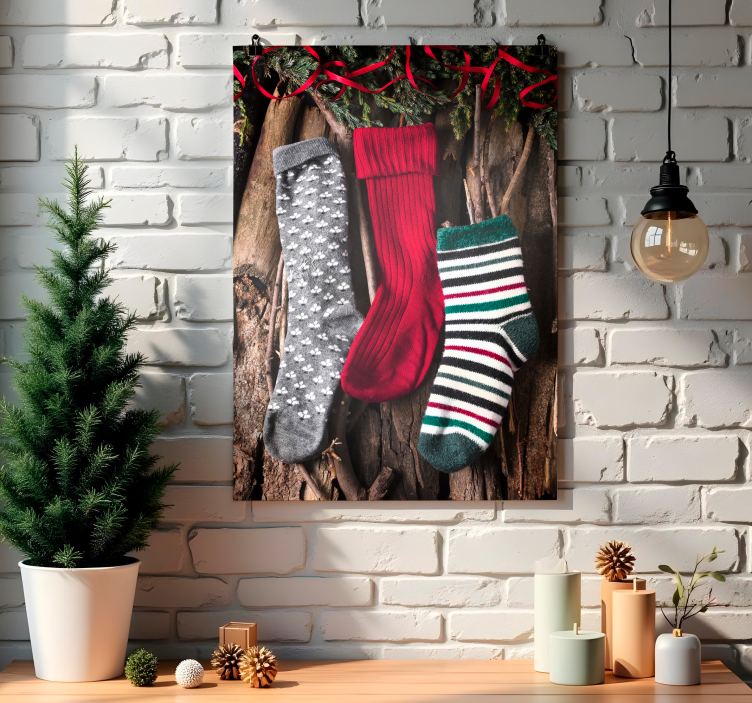 Christmas poster with festive socks design - TenStickers