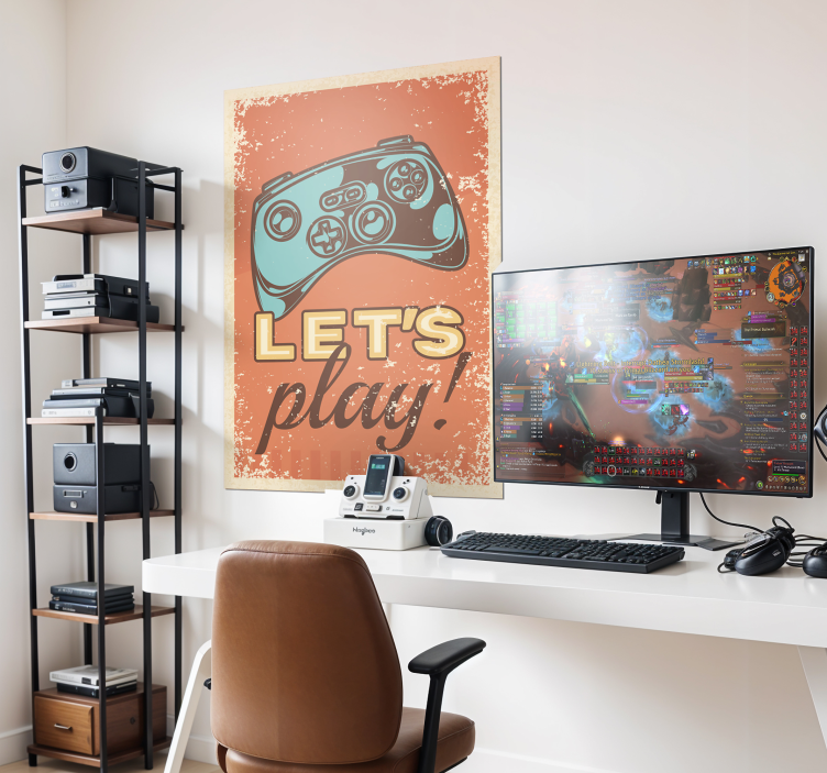 "Let's play" retro style video game poster - TenStickers