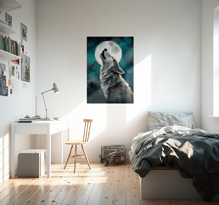 Wolf howling animal poster - TenStickers
