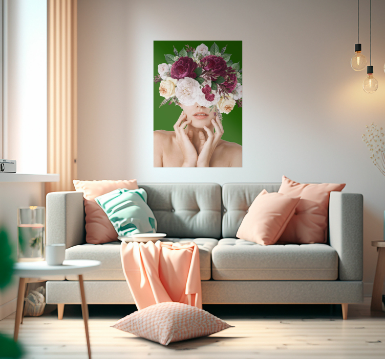 Woman with flowers flower poster - TenStickers