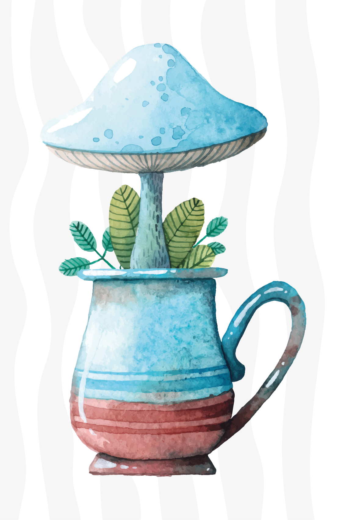 Kitchen poster cute mushroom design in cup - TenStickers