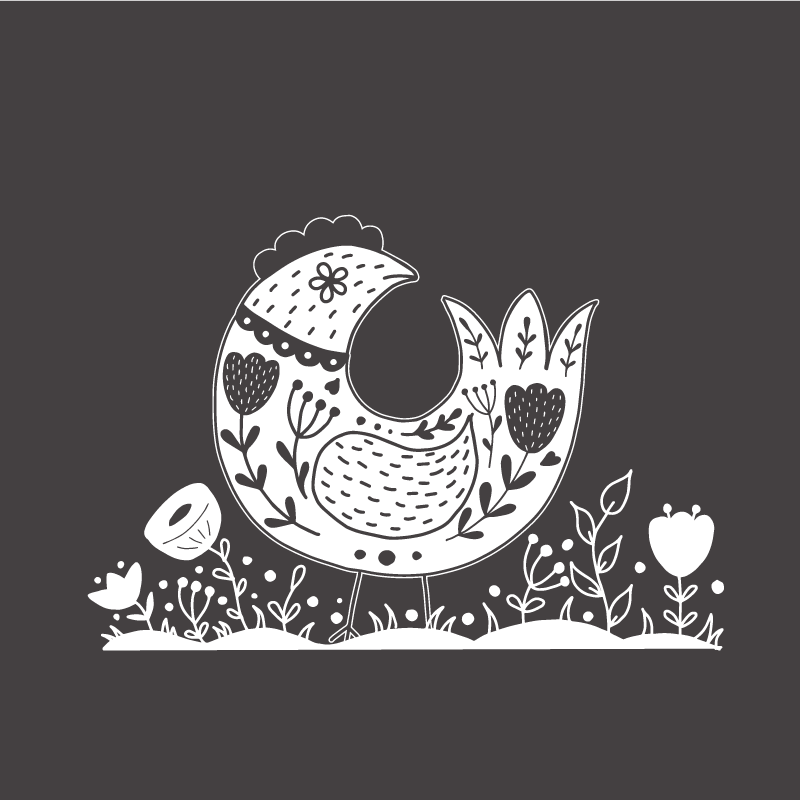 Kitchen poster proud chickens with polish flower pattern - TenStickers