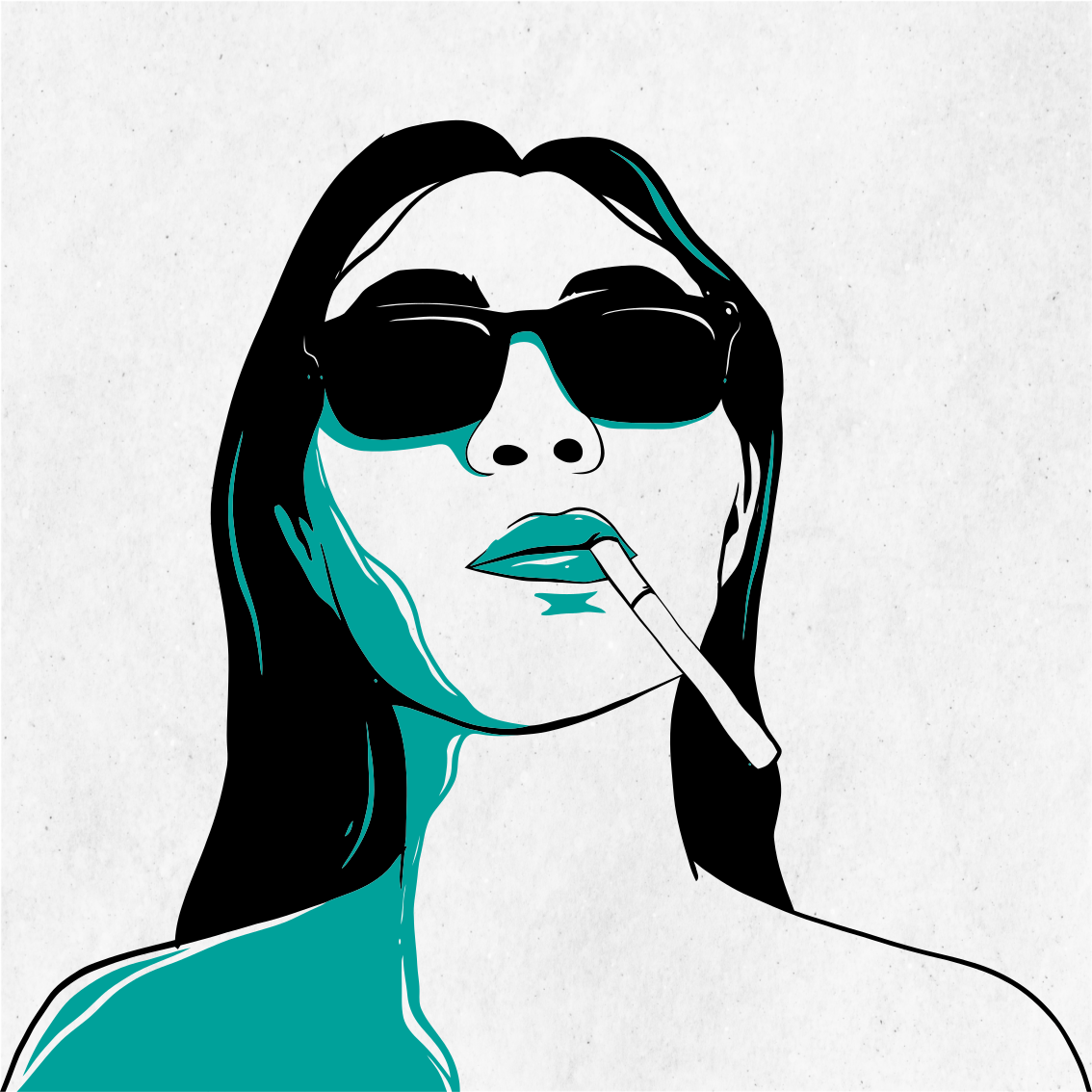 Living room poster of a woman face smoking - TenStickers