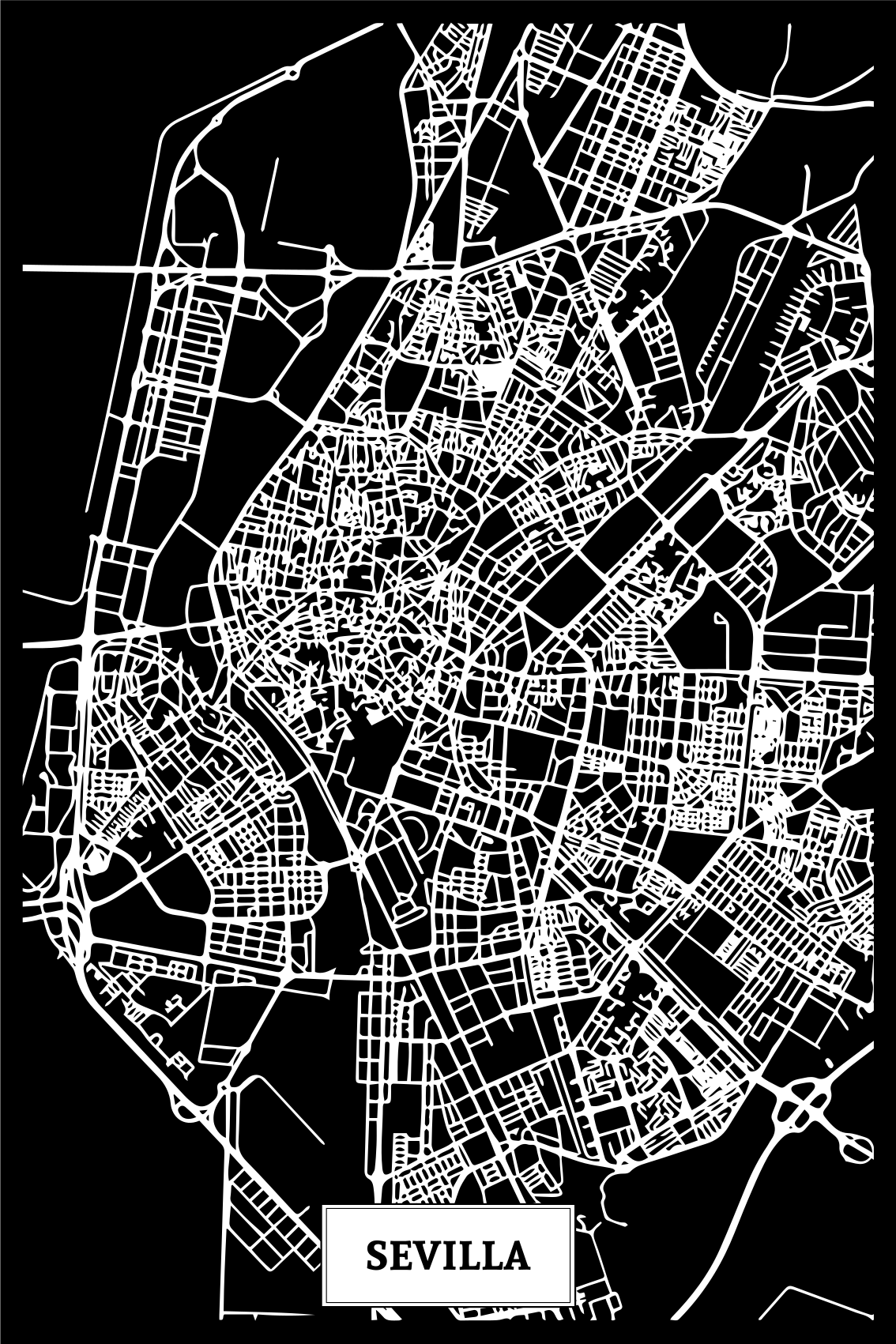 Living room poster topographic map of seville - TenStickers