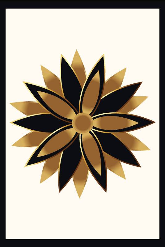 Living room poster golden flowers artwork - TenStickers