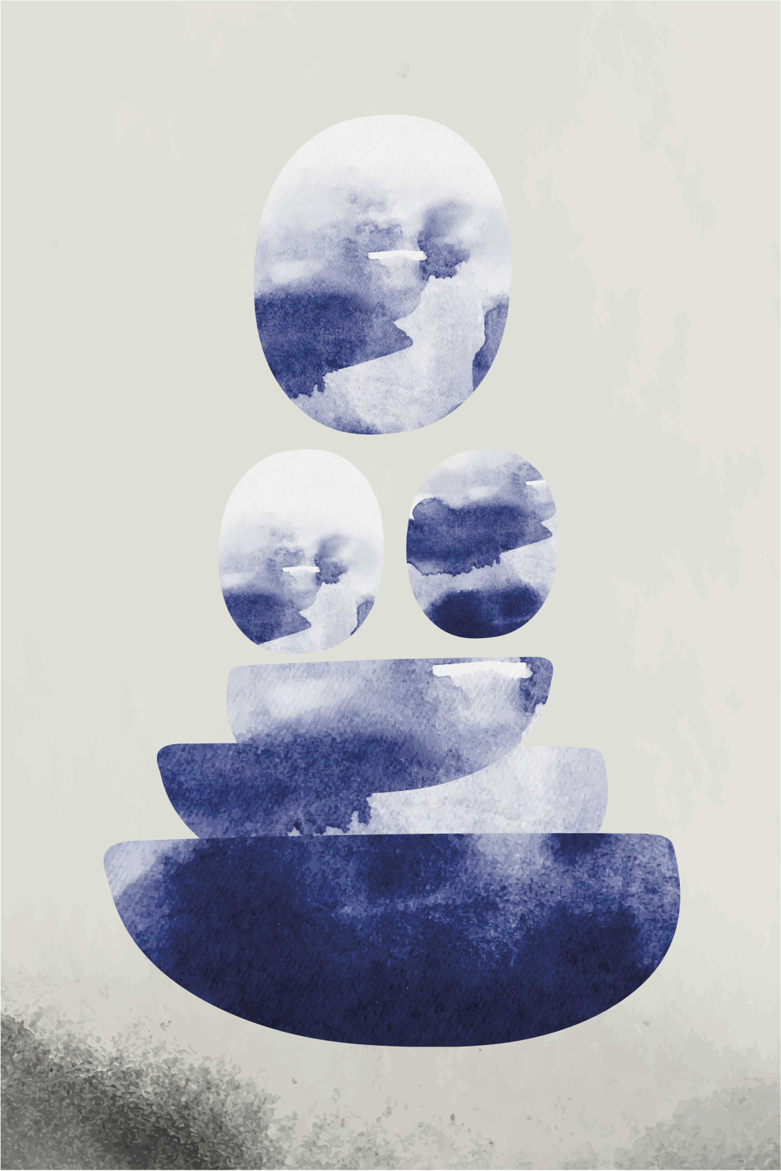 Living room poster blue balance shapes - TenStickers