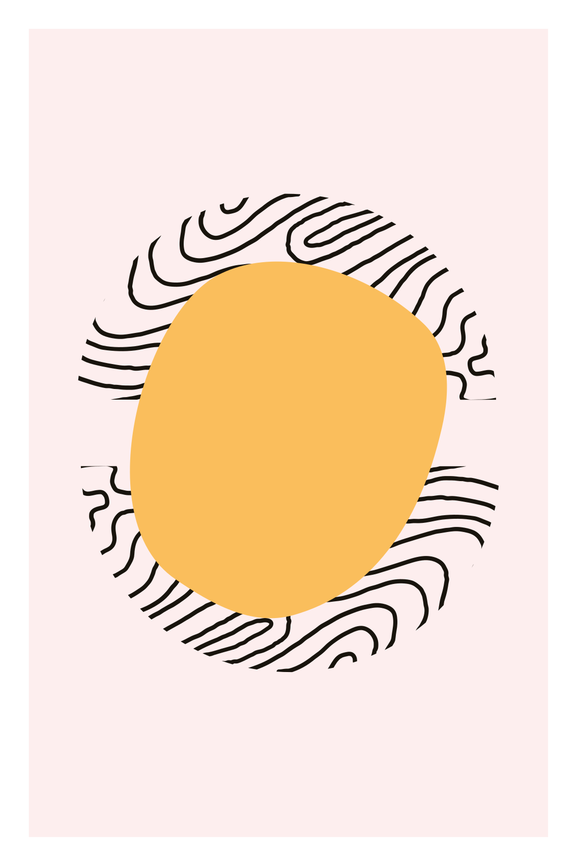 Living room poster with lines and yellow shape - TenStickers