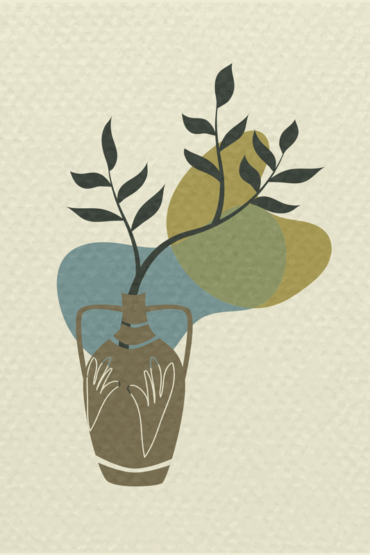 Living room poster japandi minimalist nature art - TenStickers