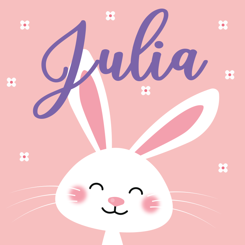 Nursery poster featuring white bunny with name - TenStickers