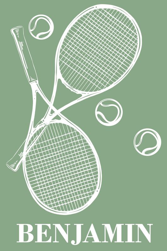 Nursery poster personalised tennis design - TenStickers