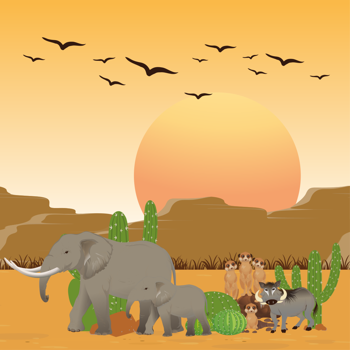 Nursery poster african animals in the wild 4 - TenStickers