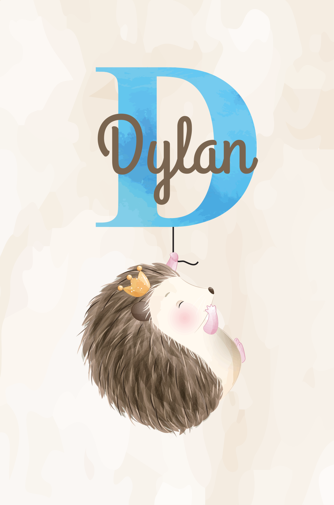 Hedgehog with initial and name nursery poster - TenStickers