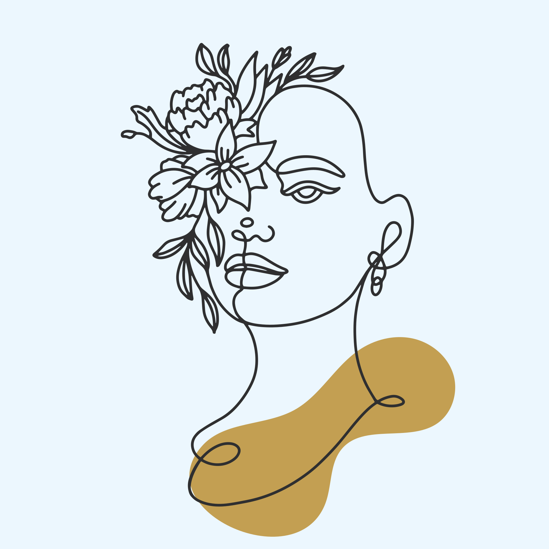 Flower poster abstract woman lines artwork - TenStickers