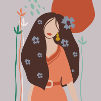Flower poster of an abstract woman with long hair - TenStickers