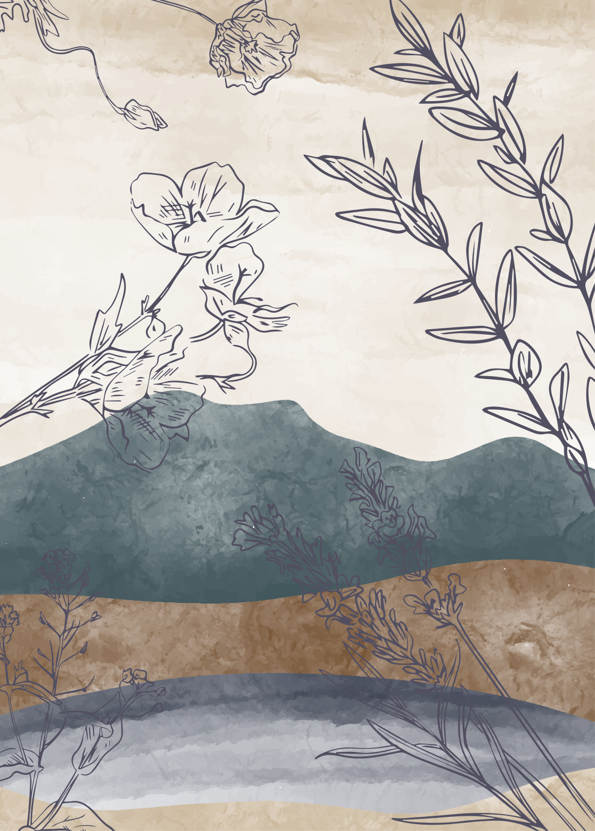 Flowers poster botanical silhouette art - TenStickers