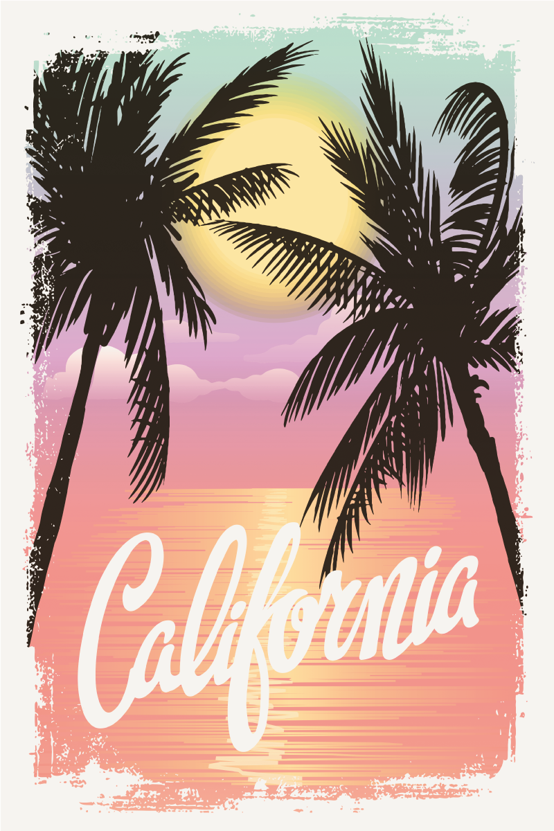 City poster californian sunset vibes - TenStickers