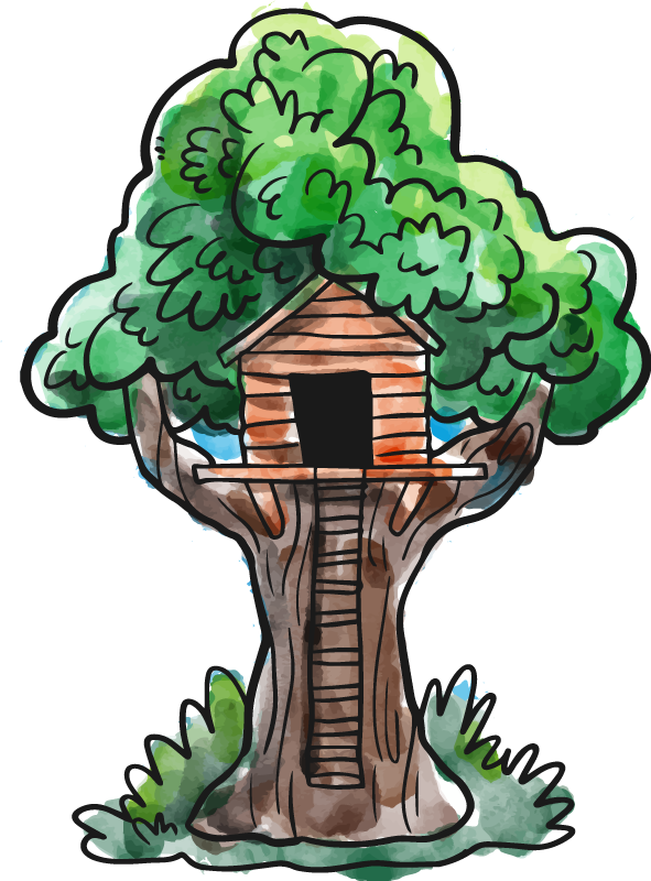 Tree poster watercolor treehouse print - TenStickers