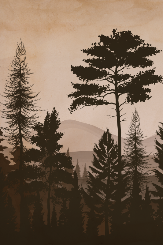 Tree poster in scandinavian style warm colored forest - TenStickers