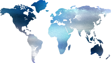 Map poster watercolor world map in blue tones - TenStickers