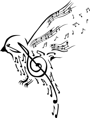 Music poster bird with musical notes - TenStickers