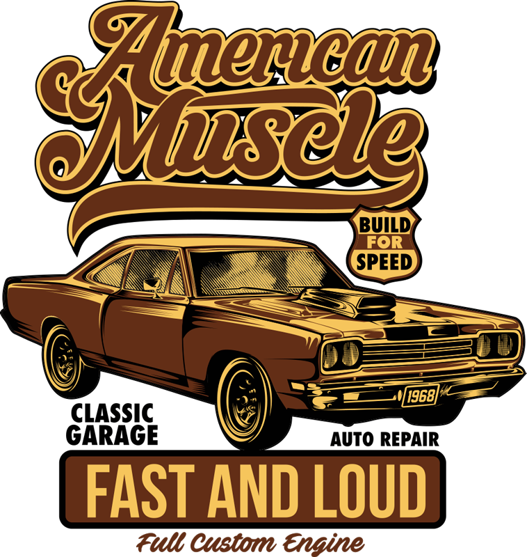 Vintage poster classic american car wall decal - TenStickers