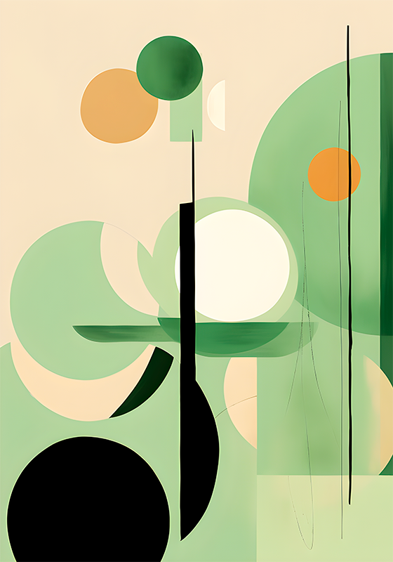 Abstract poster of green figures - TenStickers