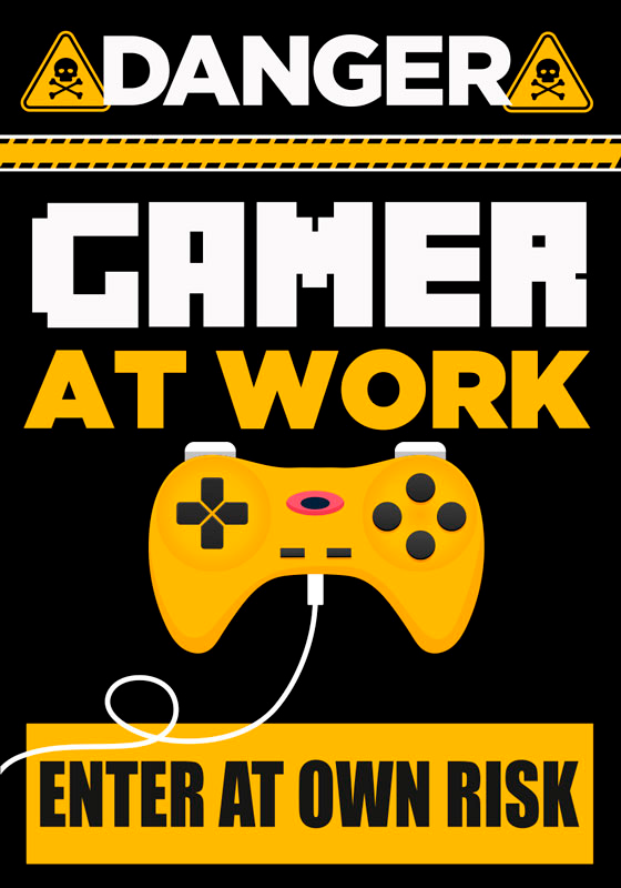 Video game poster danger gamer at work - TenStickers