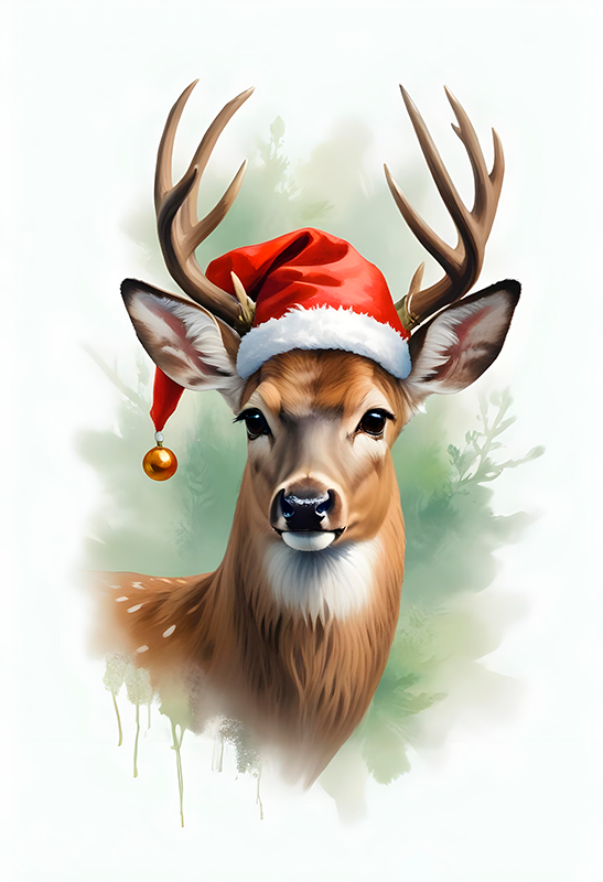 Christmas poster santa's reindeer - TenStickers