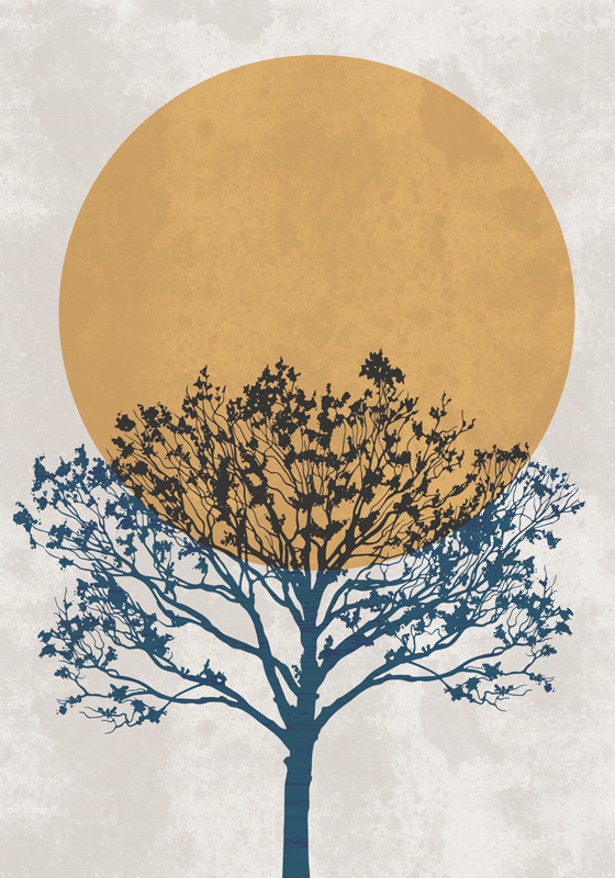 Art poster tree at sunrise - TenStickers