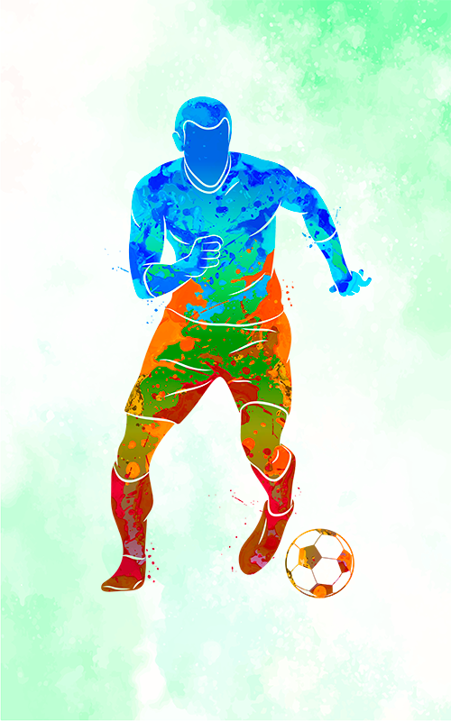 Football poster watercolor player artwork - TenStickers