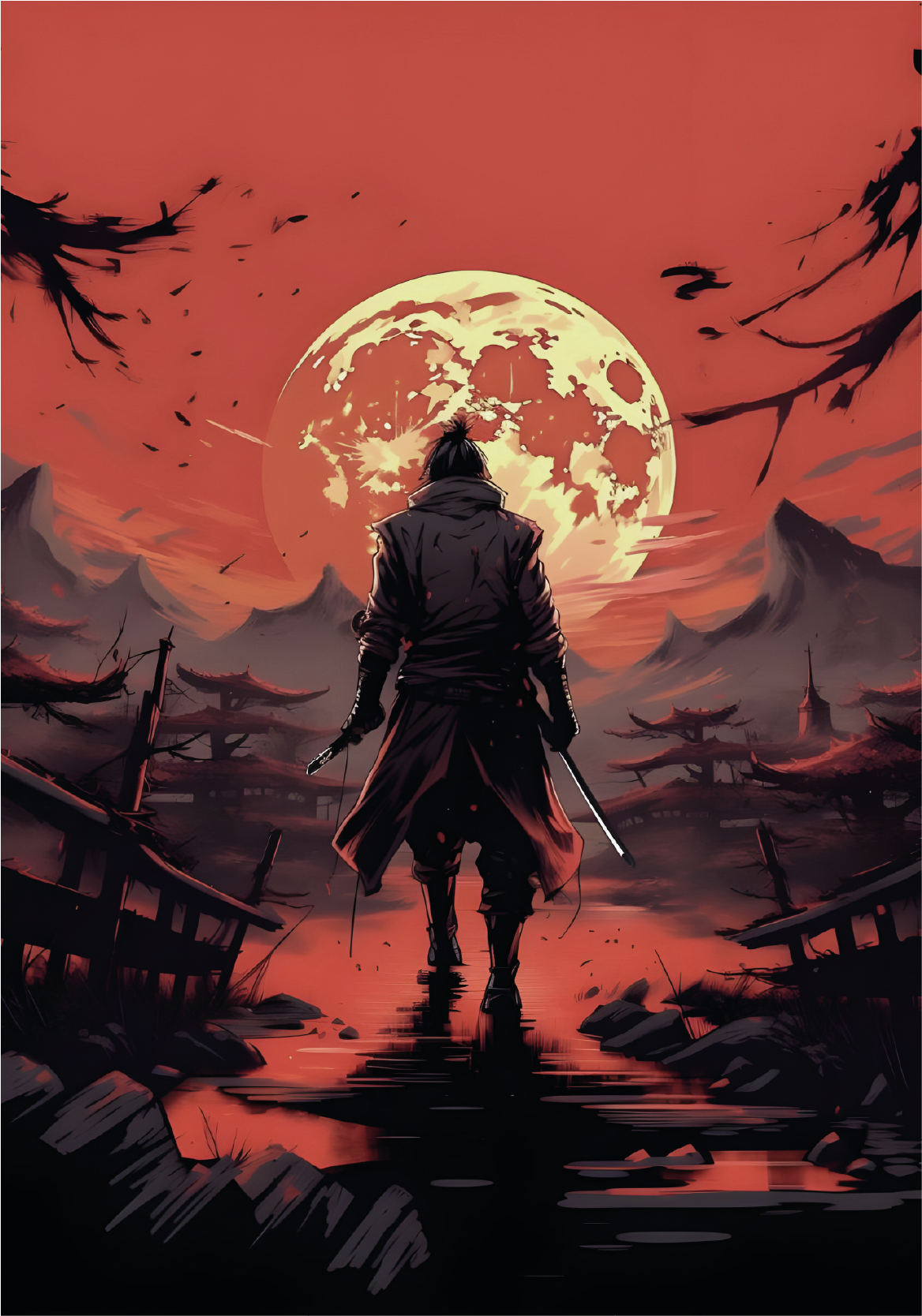 anime warrior silhouette poster for teenager - TenStickers